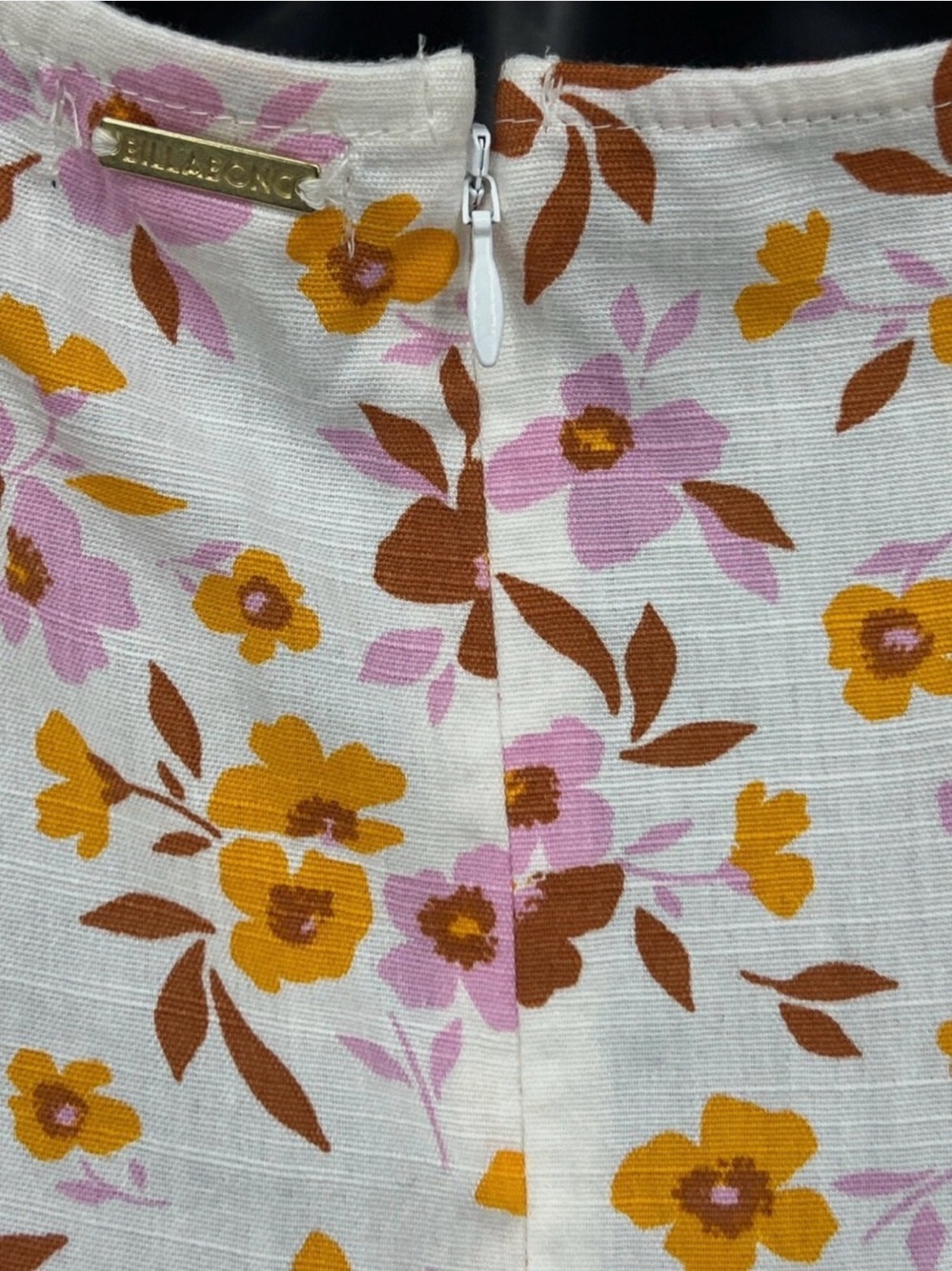 Billabong Stay Awhile Womens Mini Dress Floral Medium Sundress Pink Orange Zip - Picture 6 of 8